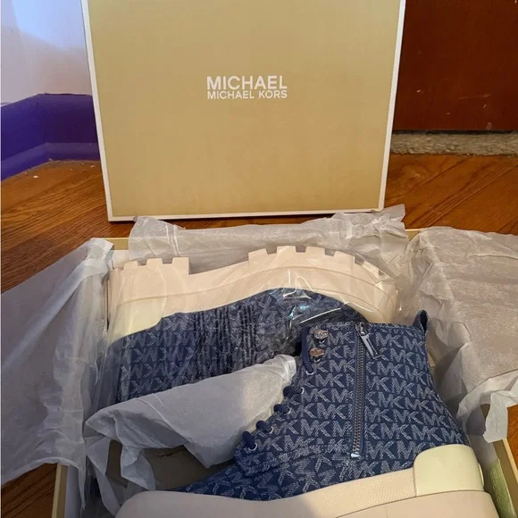 Michael Kors Denim Monogram Sneakers - Picture 1 of 7